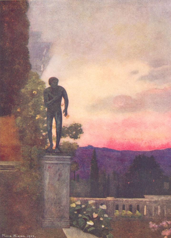 GREECE. Sunset, The Achilleion, Corfu 1916 old antique vintage print picture